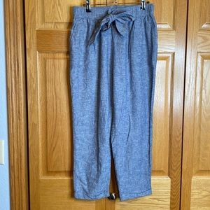 Zara blue linen blend pants size medium